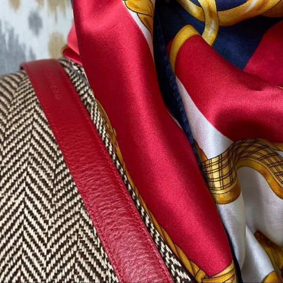 Ralph Lauren Made in Italy Red Calf Leather Silver Tone 2 Buckle Tri-Strap Belt - Picture 12 of 16